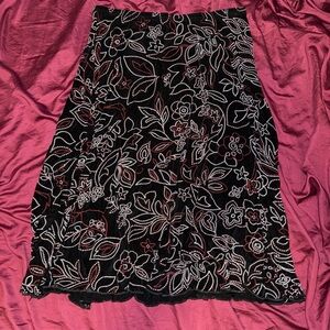Black Floral A-Line Skirt